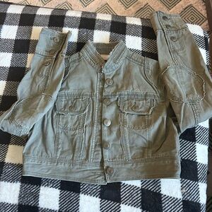 Kids Olive cropped Green Jacket